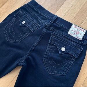 True Religion Ricky Jeans Black Double Back Flap Contrast Stitch 34x30 Mens